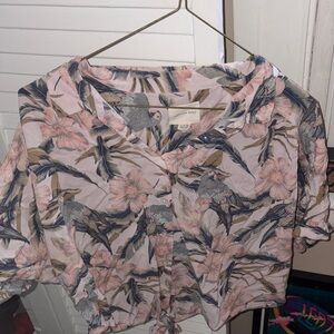 American Eagle Outfitters Pink Floral Button Down Shirt